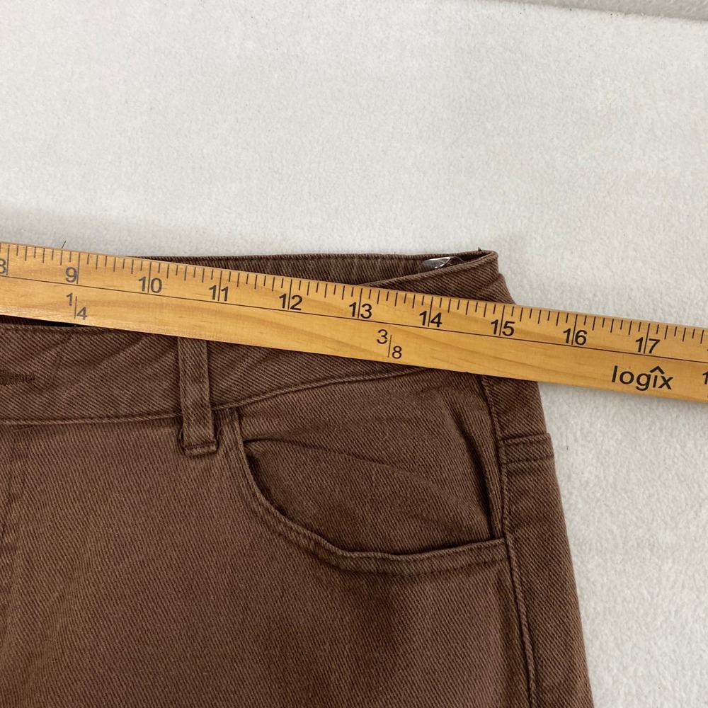 Entro Pants Women Large Chocolate Brown Wide Leg Cropped Cuffed Dark Academia - Picture 8 of 11